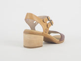 Womens Timberland EK Barnstead Double Buckle 8806A Leather Wheat Heels Sandals